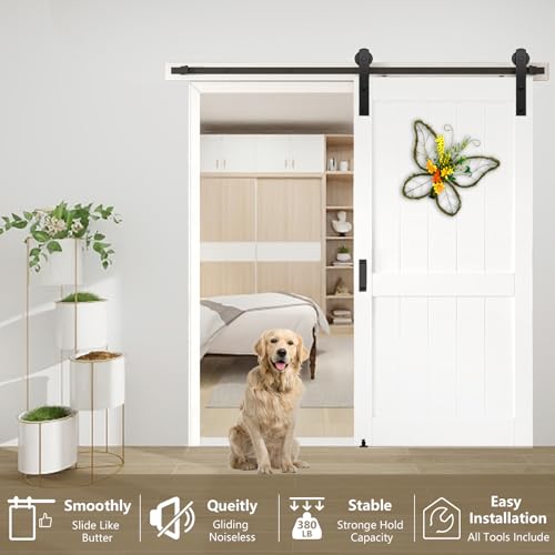 Arti-Life Sliding Barn Door Hardware Kit 6.6 FT Heavy Duty-Smoothly and Quietly- Easy to Install with Adjustable Floor Guide, Door Hook and 2 Handles - Fit 1 3/8-1 3/4" Thickness(I Shape Hanger) by Arti-Life - Used condition - Image 2