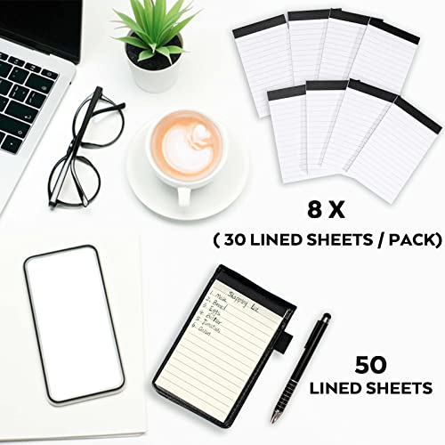 Nicpro Small Notepads Holder Set, 10 Pieces Mini Pocket Notebook Pu Leather With 1Pcs Metal Pen And 8Pcs Lined Memo Book Refills For Meeting, Daily Records, Notes (Black) #TOP5