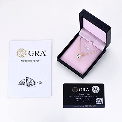 Woaini 925 Sterling Silver 2Ct 8Mm 6 Prong Round Brilliant Cut Moissanite Solitaire Necklace With Pendant For Women (6-Prong Setting Gold) #TOP7