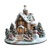 MERISHOPP Christmas Gingerbread House Tabletop Ornament 6.7x7.8inch for Office Desktop| Decorative Figurines | Home Decor Ornaments