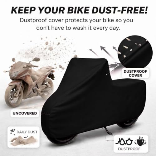 Image of Bike Body Cover Compatible Full Body Cover with Water Resistance, Dust Proof, UV Rays Protective, Triple Stitching Covers (Black, Herro Maestro Edge 125)