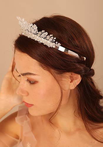 Tiara de cristal para bodas Kercisbeauty y joyería de plata fina para cabello de fiesta 3