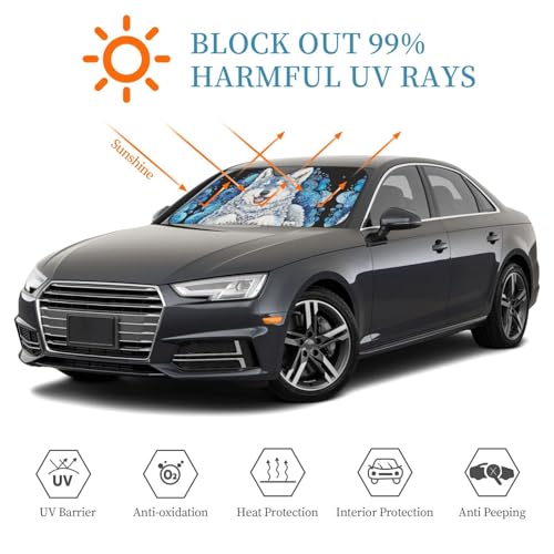 Parasol para parabrisas de coche lobo blanco dile adiós al interior ardiente de tu coche 7