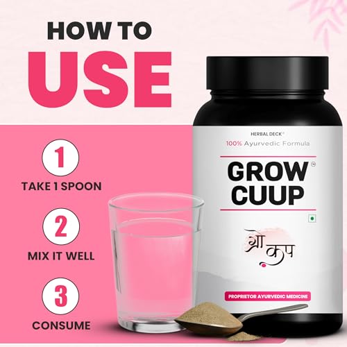 Image of Herbal Deck Grow Cuup Powder - 150g | Breast Enhancer Supplements | Natural Breasts Growth, Firmness and Lift | Improves Skin Elasticity | Mixture of Shatavari, Methi, Gambhari, Ashwagandha and More