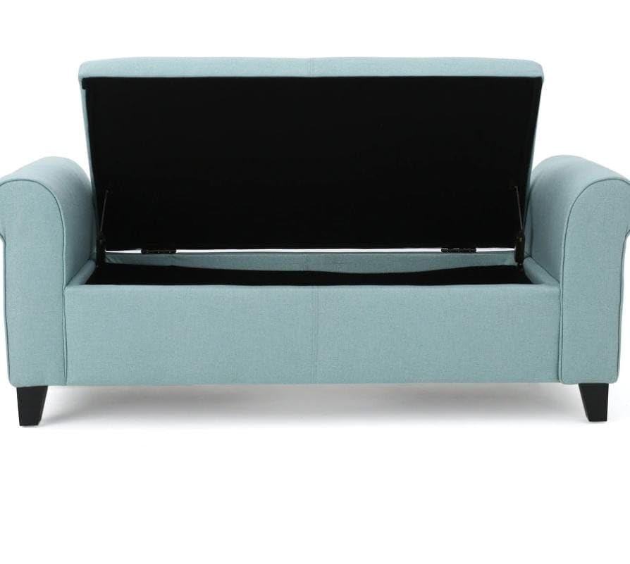 Image of Sofa Couch Poufffe Storage 50 inch Inches Ottoman Tufted roll arm Support Storage Bench Multipurpose Seater for Living Room Guest Room Office