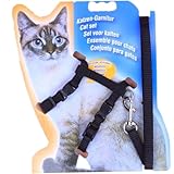 Couleur : principalement noir, matériau : nylon, , harnais et laisse pour chat, harnais et laisse de promenade pour chat