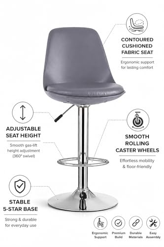 Image of Modern Arihant Bar Stool with 360 Swivel | Height Adjustable Bar Chair | Counter Stool & High Chairs | Comfortable for Home, Office, Restaurant Bar, Cafe & Cash Counter - (Grey)