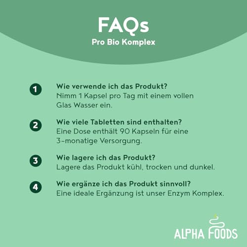 Kulturen Komplex | mit 6 Mrd KBE | 5 Bakterienstämme und Fructooligosaccharide | 90 Kapseln | Bakterienkulturen mit Lactobacillus & Bifidobacterium | Verdauungshilfe für den Darm | Vegan | Alpha Foods