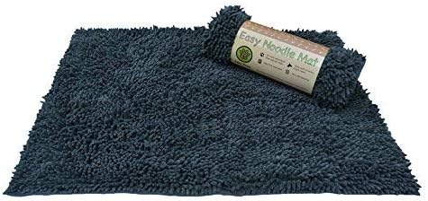 Easy Noodle Mat for Muddy Paws | 65 x 90cm | Super-Absorbent | Non-Slip | Machine Washable | Tumble Dryer Able | Ultra-Soft | Steel/Grey | Plain
