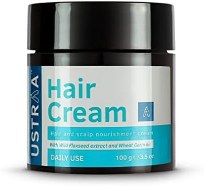 Ustraa Daily Use Hair Cream - 100g - Suitable for all hair types, Non-greasy nourishment for hair, Non-sticky alternative to oil, Enriched with Wild Flax Seeds, Almond Oil