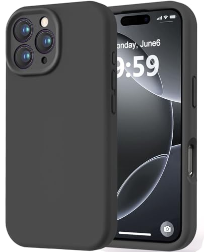 LOVE 3000 Designed for iPhone 16 Pro Case, Premium Silicone with [Soft Anti-Scratch Microfiber Lining] Shockproof Protective Phone Case for Men Women Girls 6.3", Black