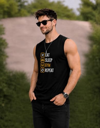 Image of JUGULAR Tank Tops Sleeveless T-Shirt for Men Gym Wear Vest Printed Stylish Round Neck Running for Sports Workout Fitness & Casual or Beach Wear