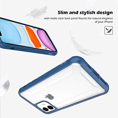 ProCase iPhone 11 Case Shockproof (6.1 inch, 2019 Release), Slim Hybrid Bumper Cover with Raised Lips Corner Protection, Matte Clear Back, Anti-Scratch Anti-Slip Anti-Shock Protective Case -Navy