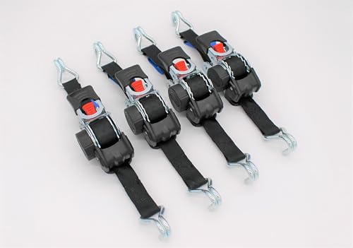 Automatik Zurrgurt Spanngurt mit Spitzhaken 1,8m x 25 mm 300/600 daN, 4er Set, Schwarz, für PKW und Anhänger
