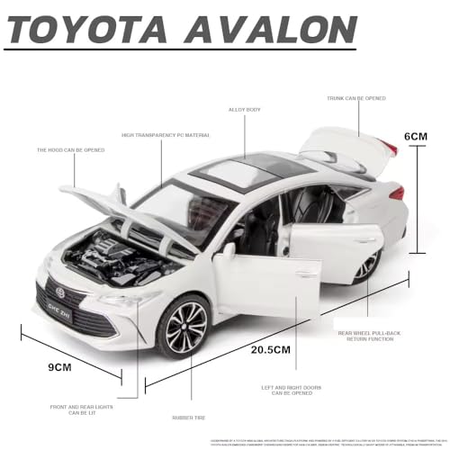 Image of Invite Toy Car 1:24 Toyota Avalon Metal Alloy Diecast Car Model Miniature Model with Sound Light Model Boys Toys for Children's【 White-Color 】