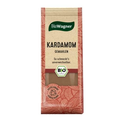 BioWagner - Bio Kardamom gemahlen | verfeinert süße Desserts, asiatisch oder orientalische Rezepte | naturbelassene Bio-Zutaten | recyclebare Verpackung | 20 g