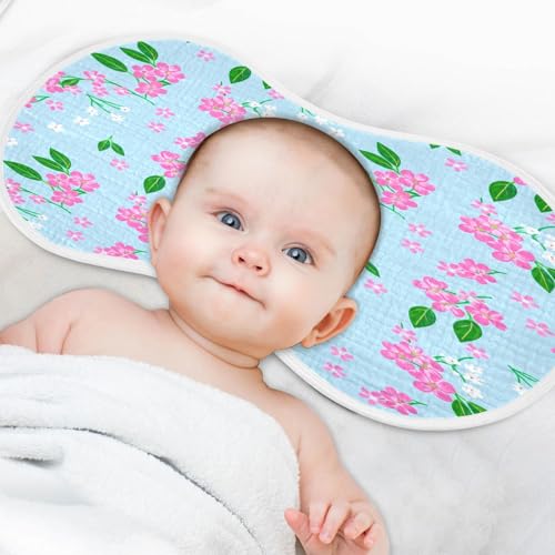 Kigai Pink and White Flowers Burp Cloths for Baby 4-Layer Cotton Muslin Burping Cloths 22x11 inch Super Soft & Absorbent Spit Up Burp Rags for Newborn Boys Girls 2 Pack4