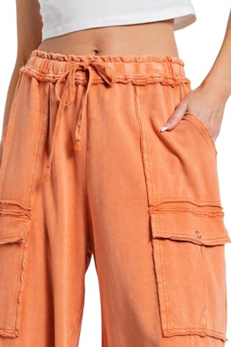 Easel Game On Washed Wide Leg Cargo Pants3