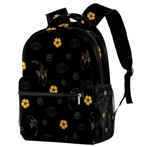 Sac à dos d'école imprimé carpes koï et fleurs multicolores sur l'eau