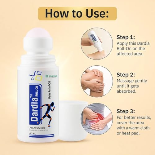 Image of Dardia Ayurvedic Pain Relief Roll-On Oil (60 ml) | Herbal Remedy for Muscle, Joint & Body Pain | Quick Absorption with Easy Applicator