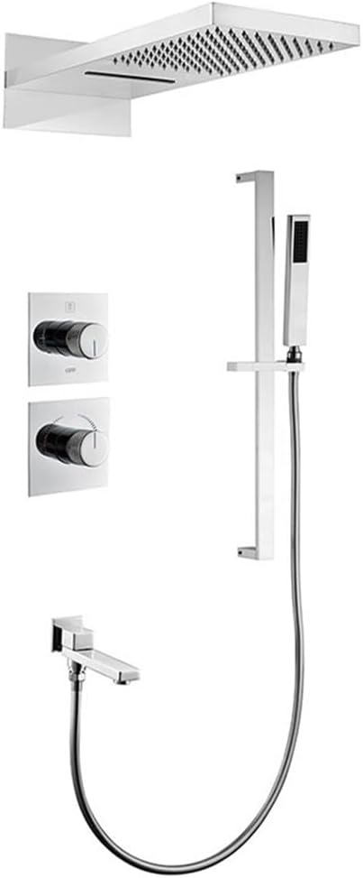 HBJWOV Dark Installed All Copper Gun Gray Flying Rain Waterfall Cold and Hot Water Hotel Home Wall Shower Shower Set