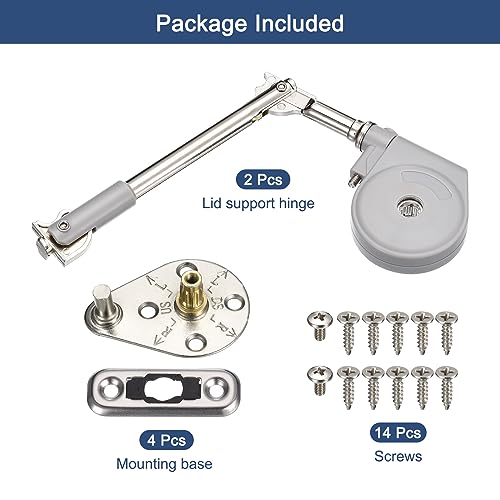 uxcell Lid Support Hinge 2 Pcs Slow Close Hinge Lid Stay 105 Degree Open Upward Opening for Box Window Cabinet Door Furniture Flap Door - Image 3