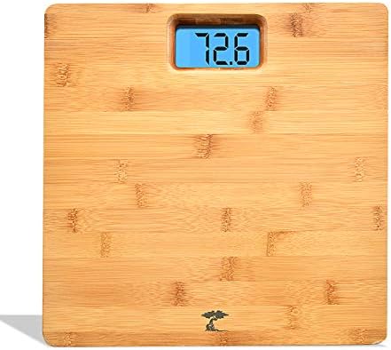 Deluxe Bamboo Bathroom Scale with Backlit Large Display - 400lb Capacity