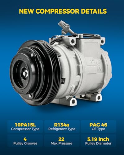 Image of PHILTOP 140015NC Air Conditioner AC Compressor with Clutch for Toyota Tacoma 1995-2004 3.4L