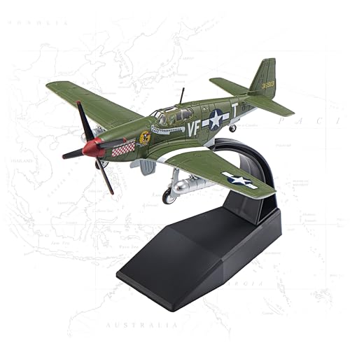 Udnorbay P-51 Mustang Die-cast Airplanes-1/72 Scale WWII U.S. Army Air Forces Escort Aircraft Model for Collector Aviation Enthusiast-Premium Collectiable with Display Stand
