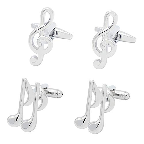 Preisvergleich Produktbild 2 Paar Herren Manschettenknöpfe Musik Hinweis Einzigartiges Hochzeitsgeschäftshemd Manschettenknopf Mix Design Set Für Herrenschmuck Mit Geschenkbox Von Gilind