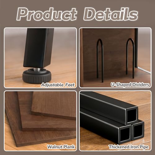 Image of Faesun Flip Top Record Player Stand, Large Turntable Stand Holds up to 150+ Albums, Vintage Mid Century Record Player Table, Stereo Cabinet with Open Storage, for Living Room, Bedroom, Walnut