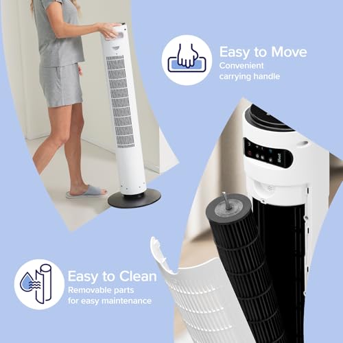 Image of LEVOIT Classic 42-inch Tower Fan for Home, 1472 CFM Powerful Fan, 22dB Quiet as You Sleep, 90 L&R Oscillation, 60 U&D Airflow, 12H Timer, 5-Speed and 4 Modes with Temperature Sensor, Remote Control