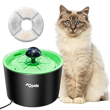 Qpets? Pet Cat Water Fountain, Auto Cat Dog Water Fountain Water Dispenser with Filter,Water Dispenser for Cat, Dog Water Fountain Dog Water Fountain for Cats 1.6L USB Plug and Play