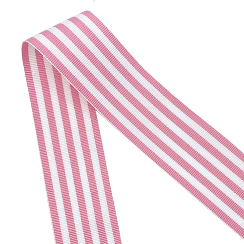 Morex Ribbon Striped Polyester Grosgrain Ribbon, Party Decorations, Gift Wrapping, Fun Patterns, 1-1/2" by 20 yd., Pink by Morex Ribbon - Image 2