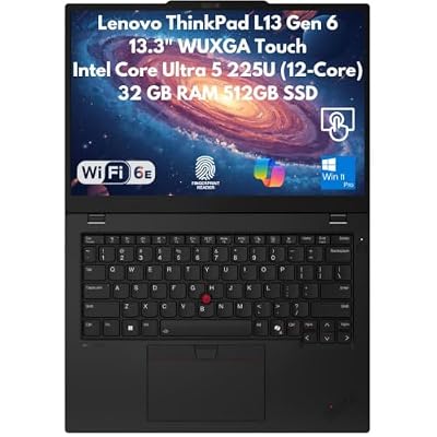 XPI Custom ThinkPad L13 Gen 6 Business Laptop, 13.3" WUXGA Touchscreen, Intel Core Ultra 5 225U (Beats Ultra 5 135U), 32GB LPDDR5X RAM, 512GB/1TB SSD, FPReader, IR Cam, Wi-Fi 6E, Copilot Win 11 Pro