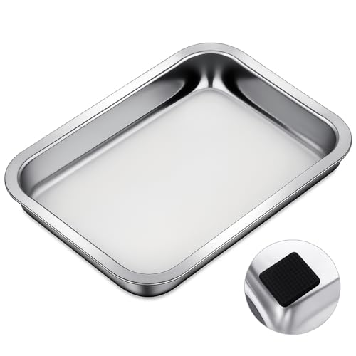 Image of Conelist 1 Set 10.2 x 7.5 Inch Stainless Steel Dissection Pan with Wax and Rubber Nonslip Mat, Reusable Classroom Dissecting Pan, Laboratory Tray for Biology Lab, Science Education Supplies (White)