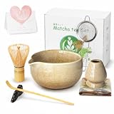 Matcha Kit Complet 7 Pièces - Coffret Cérémonie Thé avec Bol Céramique, Fouet en Bambou po...