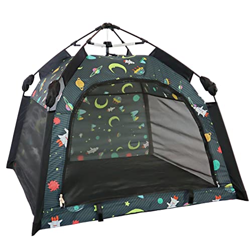 NARMAY® - Tienda de campaña para niños, Ideal para Jugar en Interiores y Exteriores, 99 × 99 × 81 cm, Negro con diseño de Galaxia Cover