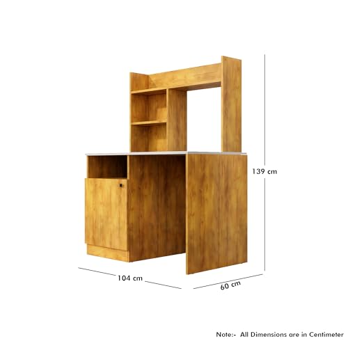 Image of Bniture Wooden Study Table for Home | Engineered Wood Study Table with Bottom Storage Shelf | Multi Purpose Computer Desk for Writing & Study | Laptop Table for Study Room | Giant Wood & Frosty White