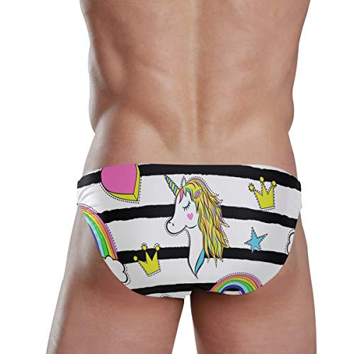 Men Swim Brief Bikini Unicorn And Rainbow Beach Bikini For Men Swim Underwear Large #TOP3