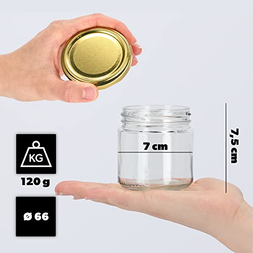 Miniatura 2 de Kadax Tarros Pequeños De 200 Ml, Botes De Cristal Con Tapa Hermética De 66 Mm Para Miel, Conservas, Especias Y Mermeladas 10 Unidades, Dorado