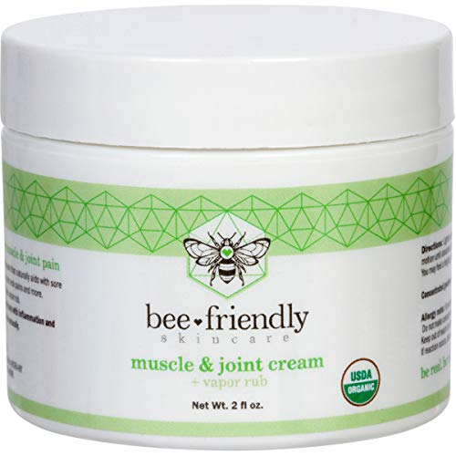 Pain Relief Cream, USDA Certified Organic Topical Analgesic & Vapor Rub for Natural Pain Relief with Back, Neck, Knee, Foot, Arthritis, Soreness & Cramps by BeeFriendly 2 oz