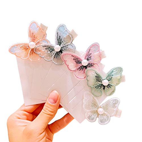 Butterfly Hair Clips for Girls Women - Lace Small Butterfly Clips Hair Barrettes Pins Claw Styling Accessories Birthday Gifts for Daughter Granddaughter 5pcs Assorted Color