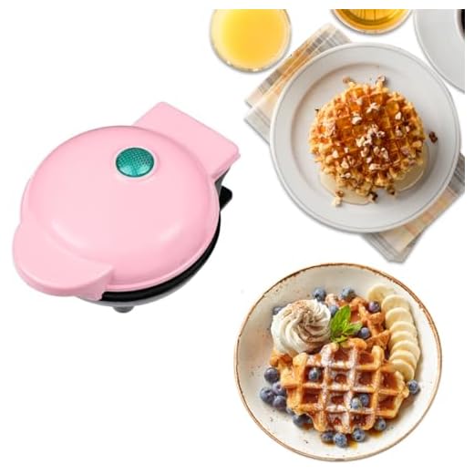 Mini Máquina de Waffle Elétrica Antiaderente 220v Leve e Portátil (Rosa)