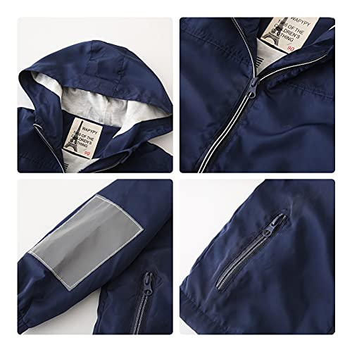 Volunboy Toddler Boys Windbreaker Casual Outerwear Kids Lightweight Zip Hooded Jacket Baby Cute Dust Coat (Navy, 1-2T) #TOP3