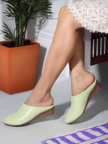 Image of Mules for Women, Open Back Wedge Heel Slip on Formal Shoes & Sandals Girls