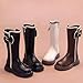 Girls Knee High Boots Leather Tall Winter Riding Boots with Back Zipper Faux Fur Ball Decorations Comfortable Round Toe Fashion Combat Boots for Little Kid/Big Kid(11 M US Little Kid,Brown)