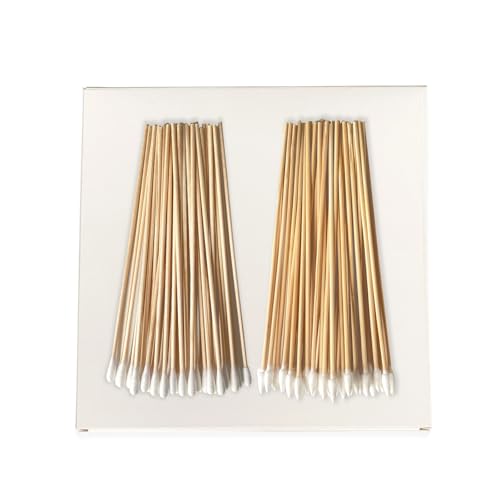 200 Gun Cleaning Swabs - 6 Inch Long Cotton Swabs - Precision Cleaning Tool for Hard-to-Reach Areas - Strong Bamboo Shafts for Efficient Polishing - Natural Cotton Lint-Free Design (Round & Pointed)