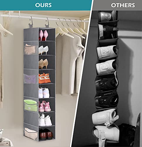 Sleeping Lamb 8 Shelves Hanging Shoe Rack Wider Shoe Hanger Organizer For Closet Storage Clothes, Hats, Handbags, With 8 Mesh Pockets, Grey #TOP6