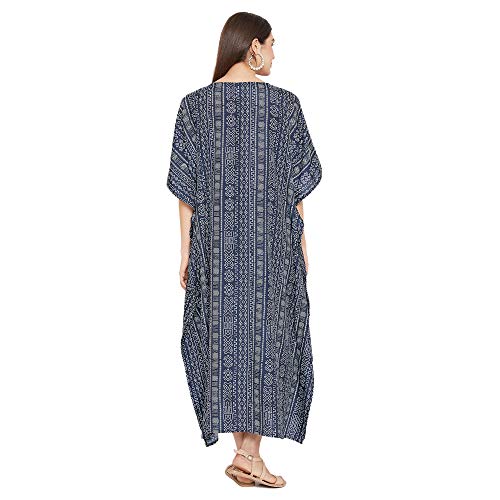 Image of Oussum Women Plus Size Kaftan Kimono Loose Maxi summer dresses for women Beach 3 /4 Sleeve Casual lounge dress Boho